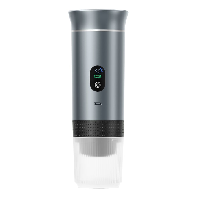 【中國直郵】 晶雅家 囊咖啡機 濃縮便攜式咖啡機 咖啡粉大小膠囊三合一 可加熱typeC充電 提神減脂必備 -帶數顯-金屬銀 1台裝