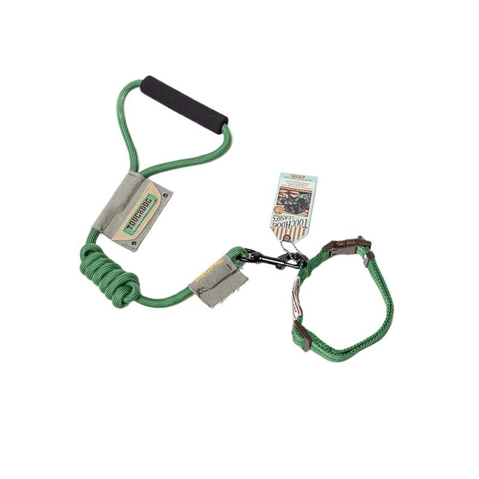 [중국 직배송] 일본산 터치독 강아지 목줄/리드줄 세트 - 편안한 착용감과 탈출 방지 - 녹색 목줄 + 리드줄 - 사이즈 S