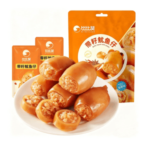 Baby squid with seeds, baby cuttlefish, squid 90g, ready-to-eat seafood snack, barbecue flavour