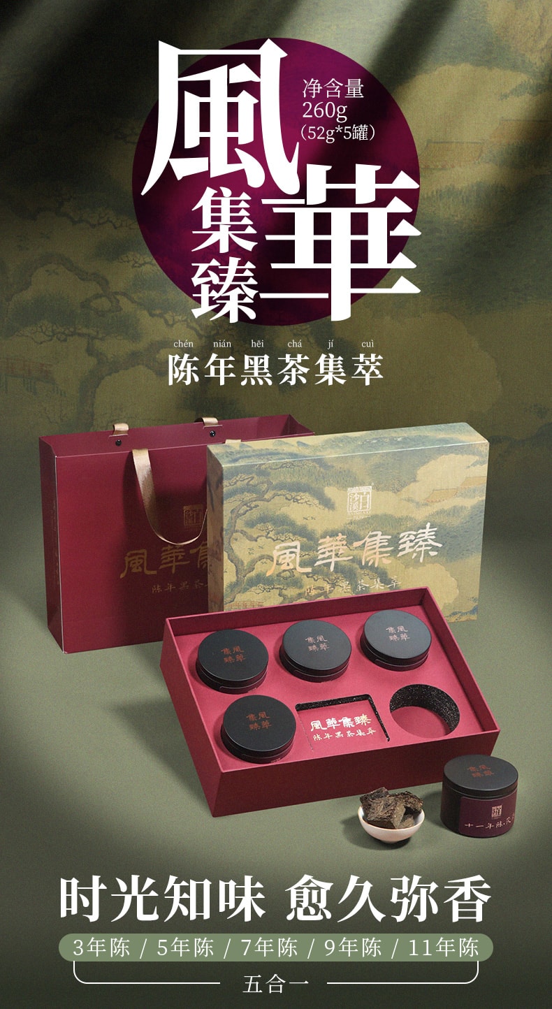 白沙溪风华集臻年份茯茶礼盒安化黑茶含天然金花益生菌降三高养生茶茶叶