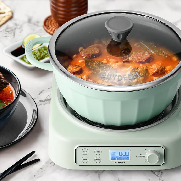 BUYDEEM Cast Aluminum Non-Stick Stockpot 4.7QT, 10.2 inch, Cozy Greenish 8