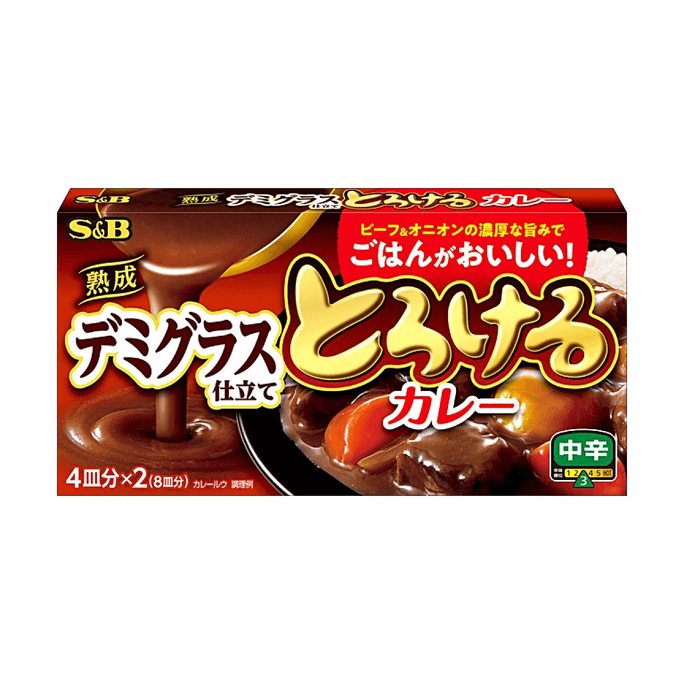 Curry Torokeru Style Demi-Glace Moyennement Épicé 4,94 oz [Saveur Riche et Douce]