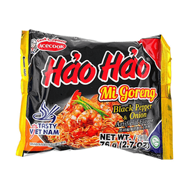 Hao Hao Mi Goreng, Black Pepper & Onion, 2.68 oz【Bold Black Pepper Caramelized Onion】【Instant Noodles】