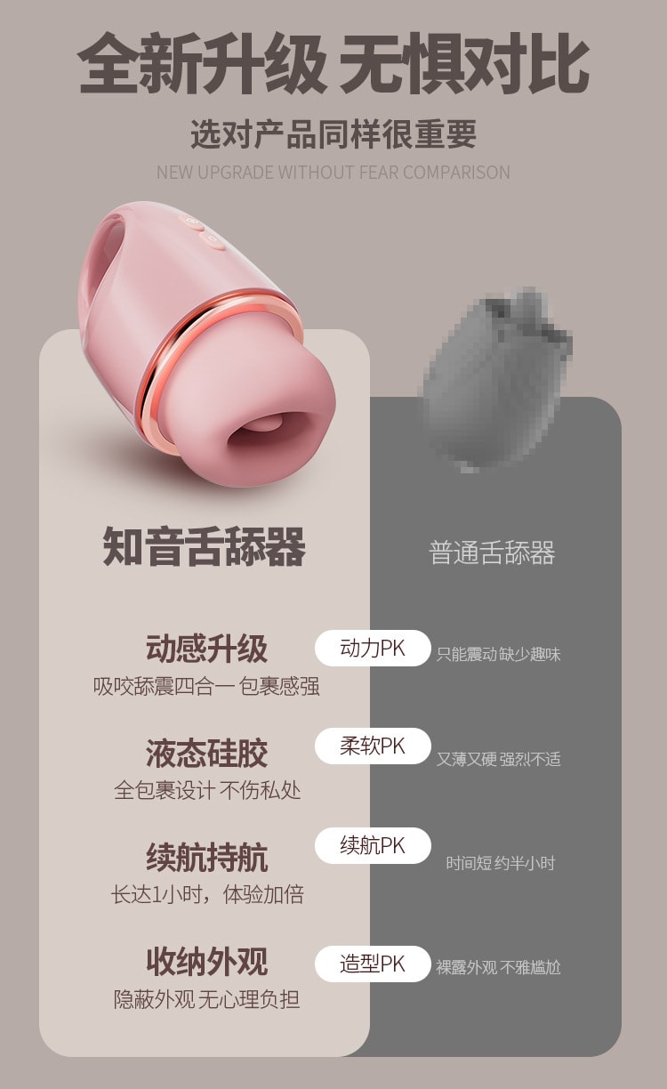 【中国直邮】 姬欲 知音舌舔吮吸跳蛋女性调情强震静音女用自慰器成人情趣用品1个装