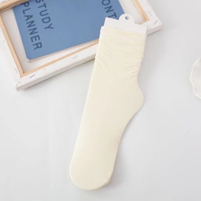 Ice ice socks women's thin stacked socks spring and summer velvet mid-calf average size 6pairs of white black milk whit