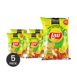 泰国版LAY'S乐事 黄油小熊限定 辣青柠味薯片 44g *5【5份超值装】【泰式酸辣风味】【清爽解腻】【越吃越上头】