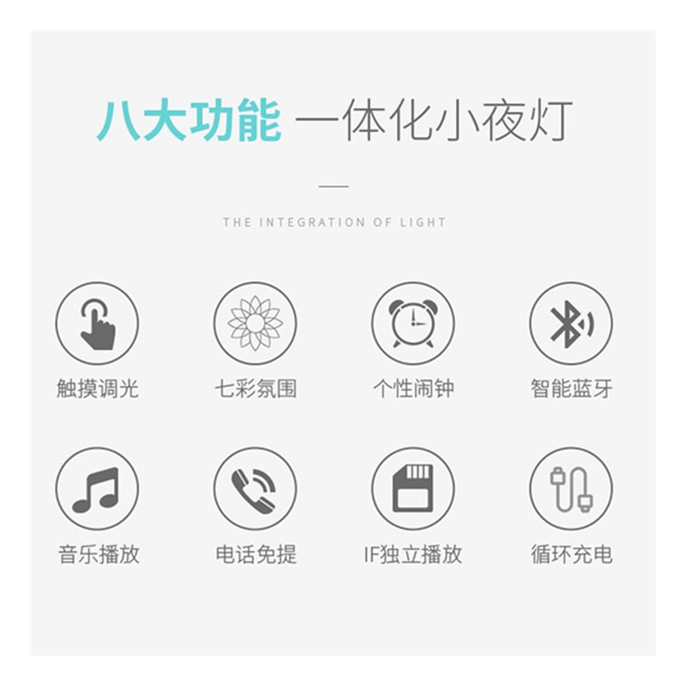[中国からの直送] TIMESWOOD Bluetoothスピーカー ナイトライト ホワイト 1個 ディスプレイ+スピーカー+目覚まし時計 充電式 ファッション クリエイティブ 6