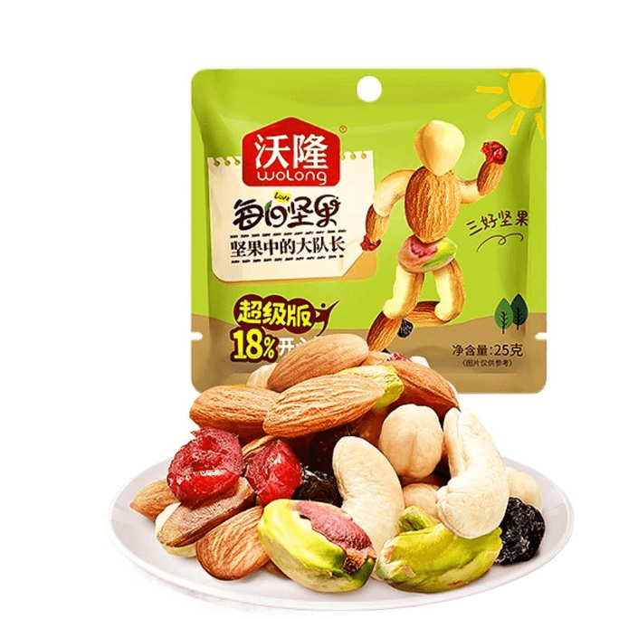【中国直邮】沃隆每日坚果混合干果仁健身营养健康儿童零食小包装 25g*5袋