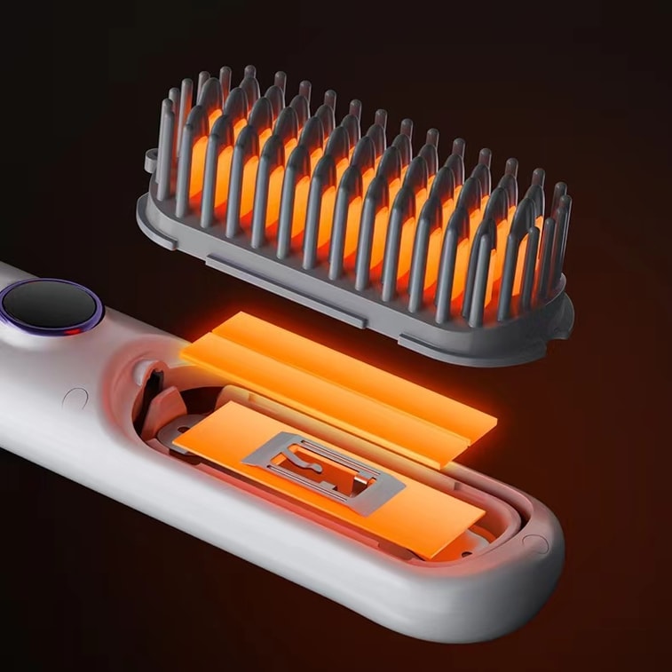 중국 HuiHao LCD 디스플레이 음이온 헤어 스트레이트너 무선 헤어 스트레이트 빗 화이트 1개 6