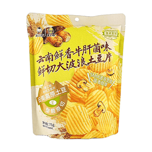 滇二娃 云南鲜香牛肝菌味鲜切大波浪土豆片 薯片 75g【云南高原土豆】【整颗原切】