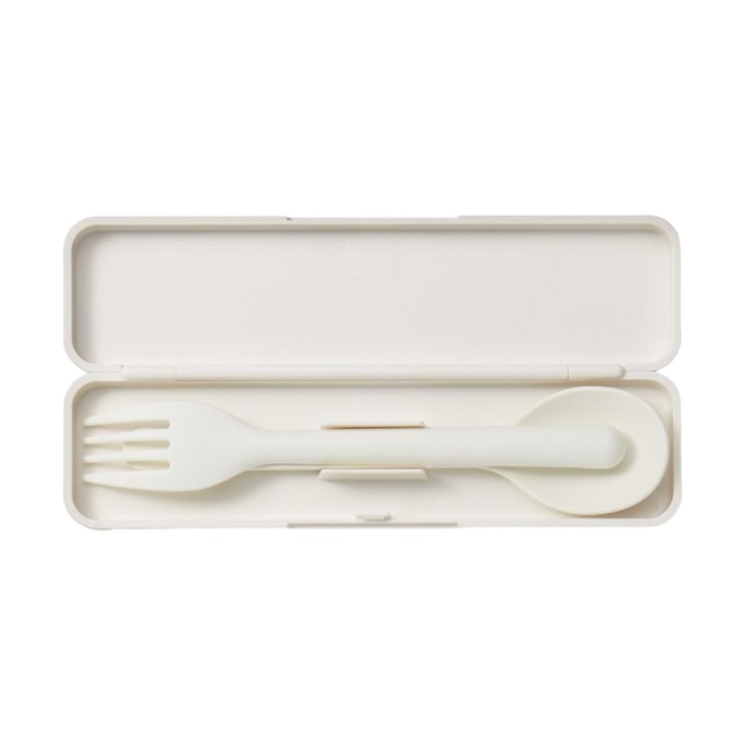Fork & Spoon Combination, White, 18×5×2 cm, Minimalist Tableware for Home & On-the-Go