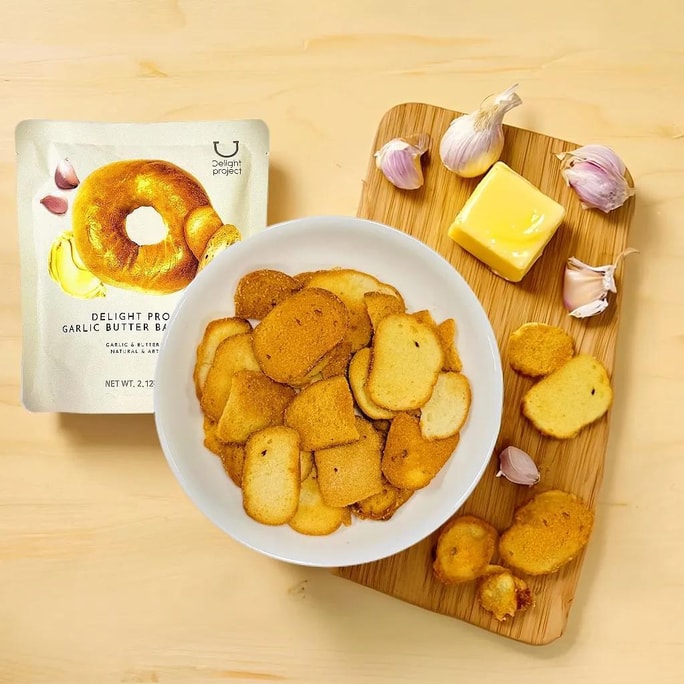 【線上獨家】韓國DELIGHT PROJECT 蒜香奶油貝果片 60g【Olive Young貝果片】【低卡健康小點心】