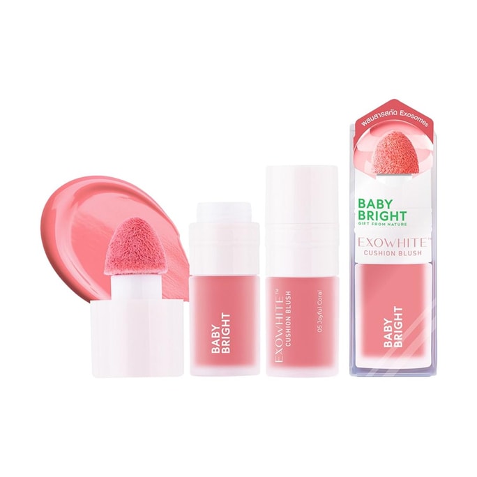 泰国BABYBRIGHT 透亮润白气垫腮红 滋养修护 强韧屏障抗老 补水舒缓 轻薄空气感唇颊眼影多效合一 持久不脱防水耐汗 4ml #05 Joyful Coral