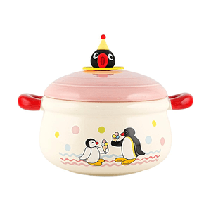 PINGU Instant Noodle Bowl【Ceramic Material】【With Lid and Double Handles】【Cute Pingu Design】