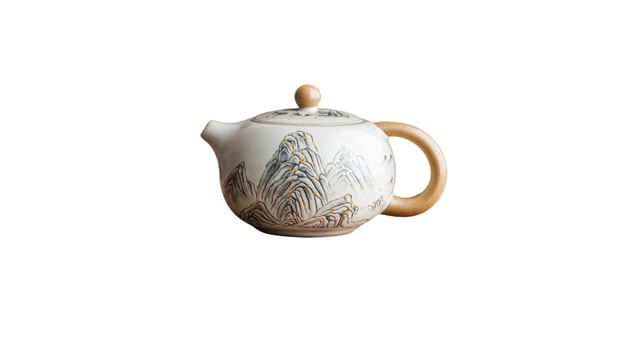 中国直送】一品仟堂 千里江山 汝窯 西施壺 茶水分離 単体 13*8cm - Yami
