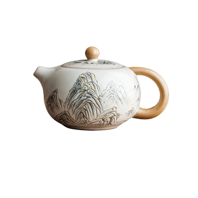 旧蔵明時代　釉里紅紋龍四系壺の磁器·窯壺・置物・書道・茶道具・文房具・賞物・陶芸 中国直送】一品仟堂 千里江山 汝窯 西施壺 茶水分離 単体 13*8cm - Yami