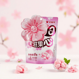 好丽友 果滋果心 水果软糖 白桃樱花味 65g【0糖0脂】