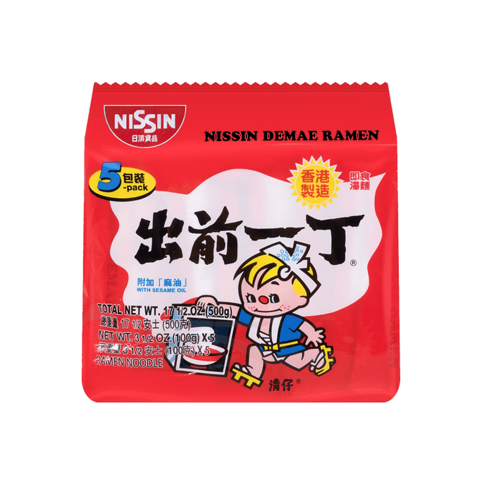 日本NISSIN日清 出前一丁 方便面 即食汤面 麻油味 5包入 500g
