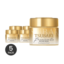 日本FINETODAY TSUBAKI丝蓓绮 0秒发膜 臻护多效修复金色护发素 金罐 180g*5 修护干枯烫染受损发质