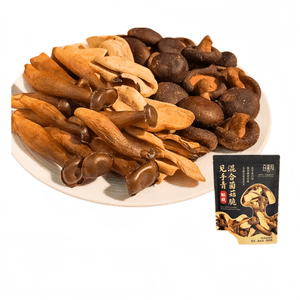 [New Packaging] Bai Su Zhen Jian Shou Qing Mixed Mushrooms Crisp Deer Antler Mushroom Crisp King Oyster Mushroom Crisp Shiitake Mushroom Crisp Dried 220g