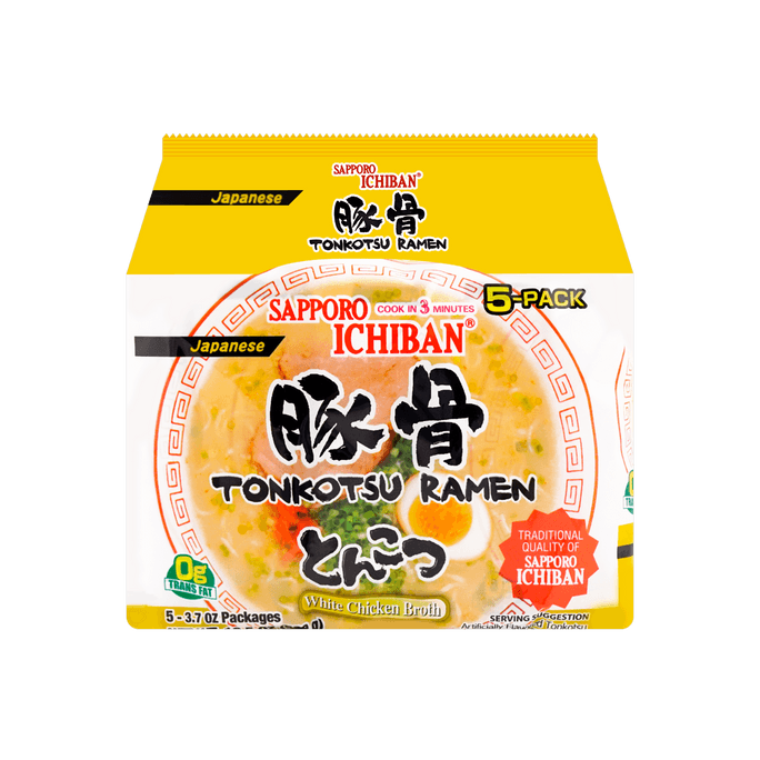 Japanese Style Tonkotsu Ramen - Instant Noodles, 5 Packs* 3.7oz
