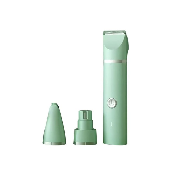 【香港直邮】 オークス 電動ペットトリマー ミントグリーン 3-in-1 爪やすりヘッド+足毛ヘッド+ボディ毛ヘッド 静音