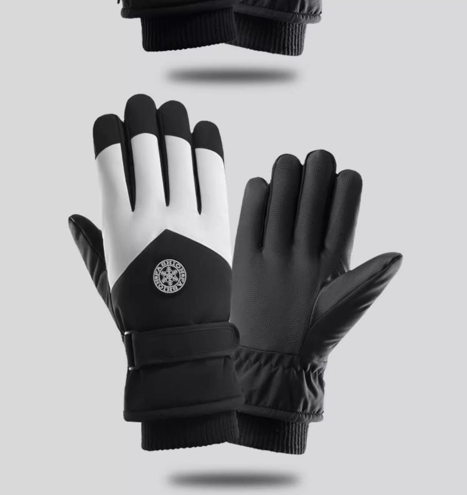 【中國直郵】 爪哇島 觸控滑雪手套 防水加厚保暖 男女通用 一對灰白