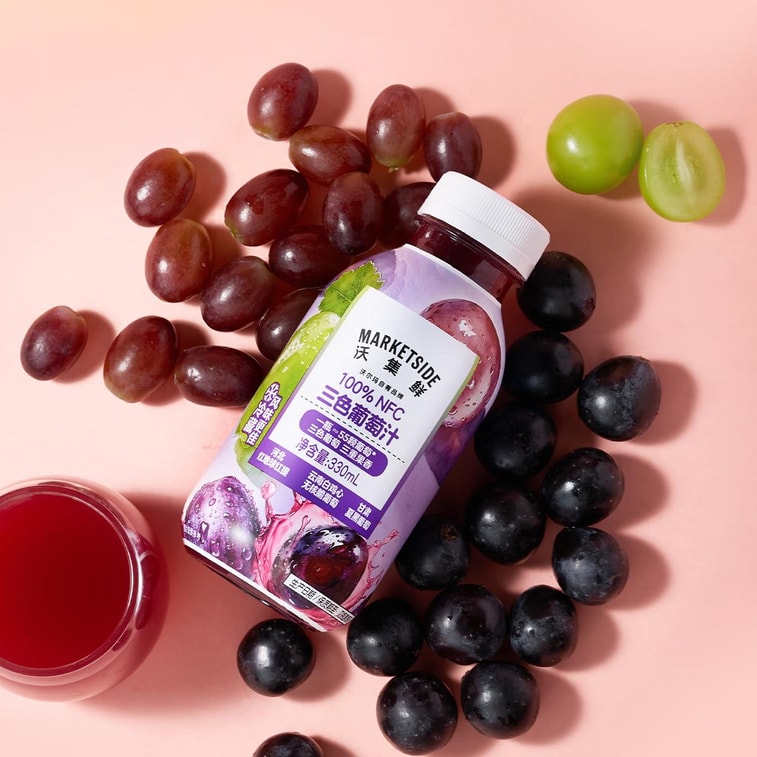 沃集鲜 100% NFC三色葡萄汁 330ml  *6【6份超值装】【非浓缩还原】【三重果香】 4