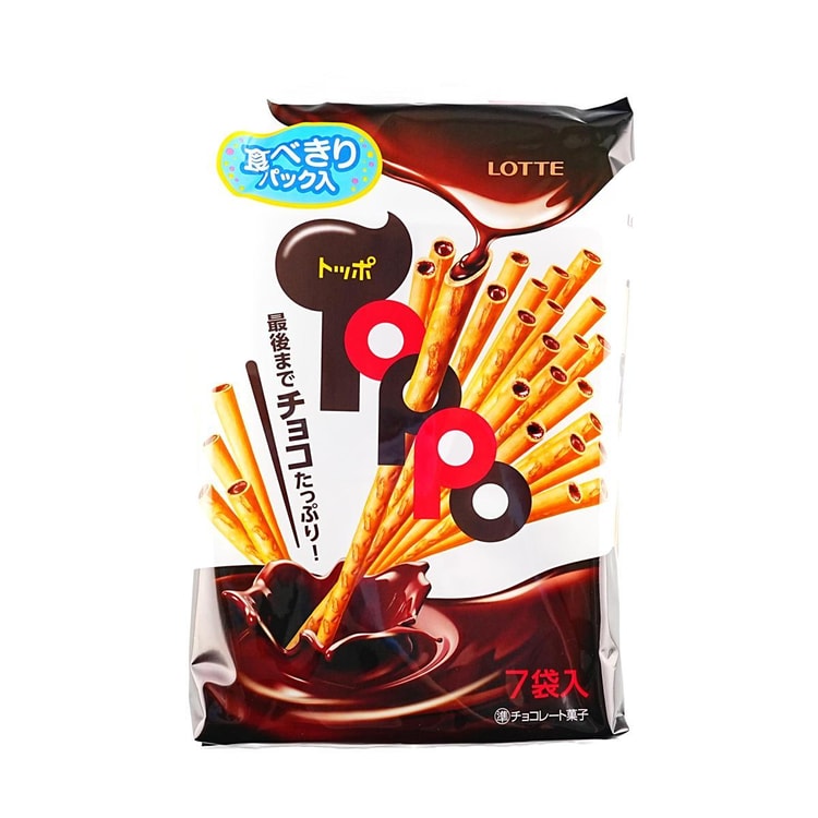 LOTTE Japan Toppo Chocolate Biscuits Sticks 7Packs, 2.96 oz - Yami.com