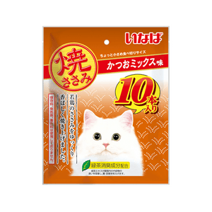 [일본 직배송] 이나바 고양이 간식, 구운 닭가슴살, 가쓰오부시 맛, 10개입