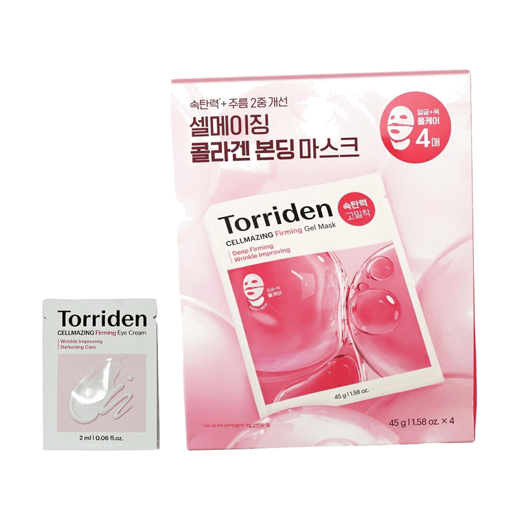 【限定買贈】韓國Torriden 粉色膠原蛋白緊緻凝膠面膜 延緩衰老 4片【贈Torriden Cellmazing緊緻眼霜 淡紋提亮 2ml】 3