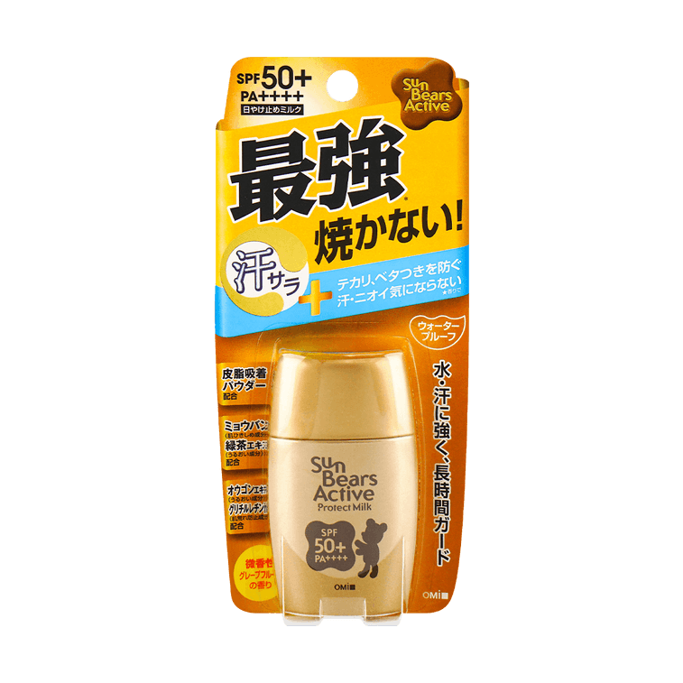 Sunbears Active Protect - Sunscreen for Face - Quick-Dry Waterproof Sweat-Resistant Grapefruit Scent SPF50+ PA++++ 30g ( 3
