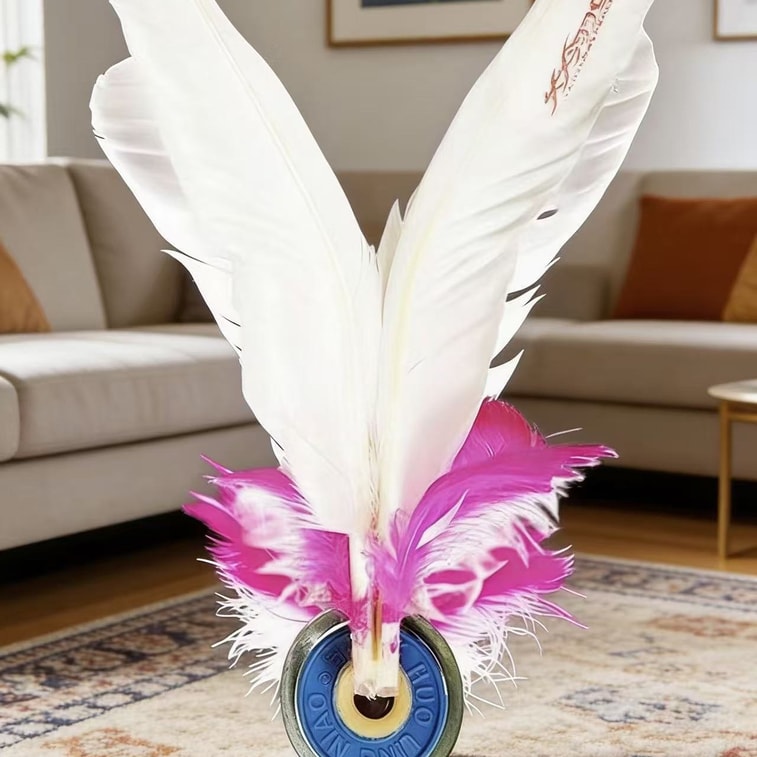 Two Shuttlecock Thickened Rubber Base Goose Feather Jianzi Large Size 19cm White 2pcs/pack 5