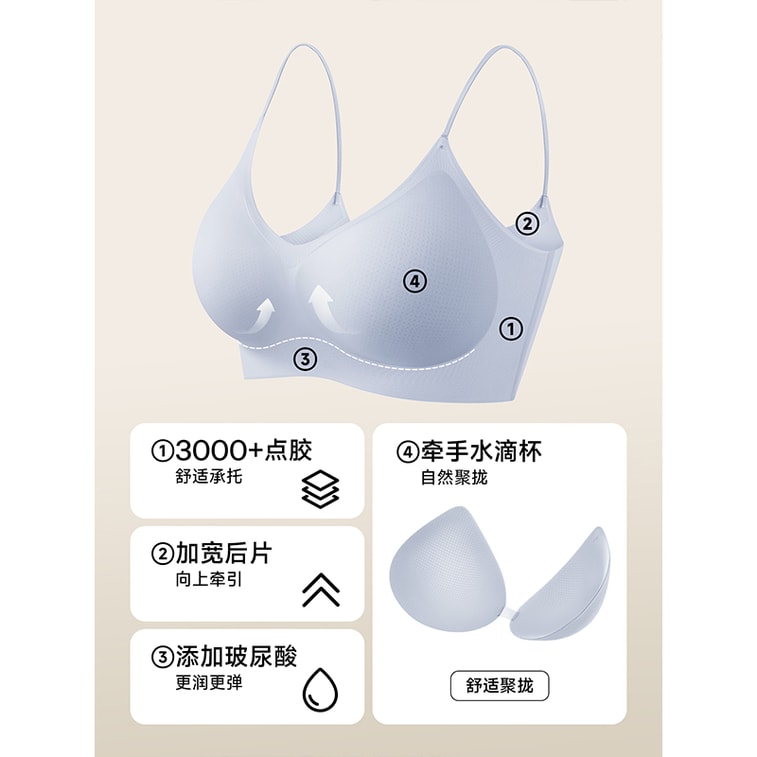 【中國直郵】 草本初色 無痕內衣 細肩帶夏季薄款 聚攏涼感無鋼圈胸罩 M (75ABC)膚色*1 3