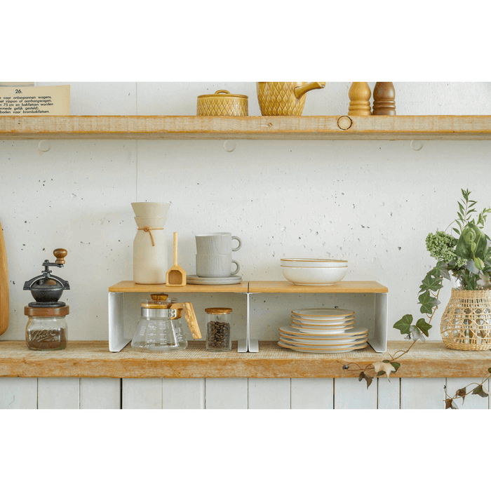Stackable Countertop Shelf - Two Sizes - Steel + Wood Small 5