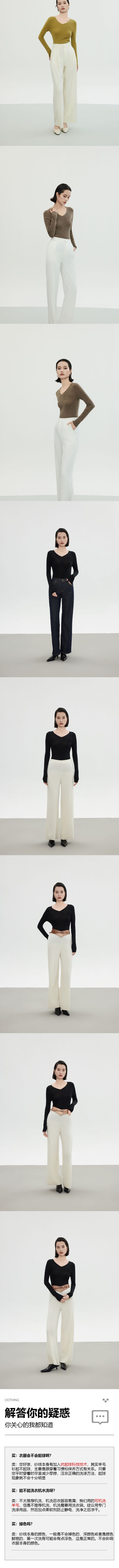 【中国直邮】 HSPM 全羊毛无缝一体V领长袖修身显瘦百搭纯色针织衫 白色 S