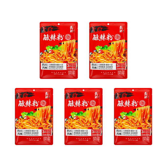 Hot & Sour Noodles, 9.73oz*5【Value Pack】【Authentic Sichuan Flavor】