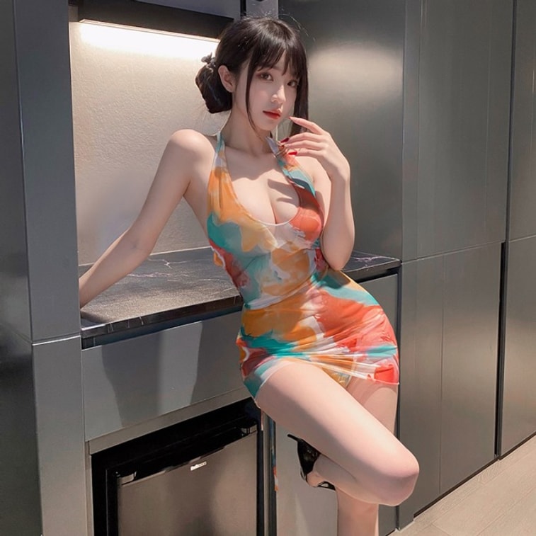 Deep U Groove Halo Printed bag Hip Skirt Style 3