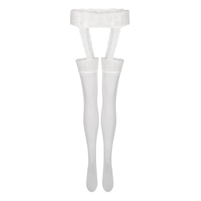 Bella's Fantasy Candice Cut Out Sheer Thigh High Stockings White One Size