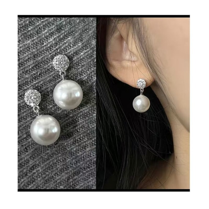 925 sterling silver pearl pendant earrings gentle and full of diamonds super sparkling temperament earrings 1 pair