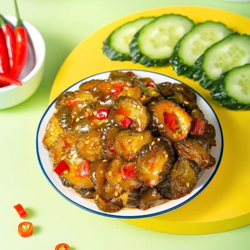 【中國直郵】 屋頭 下餐高山脆紅油醬黃瓜醬菜榨菜爽口下飯菜380克