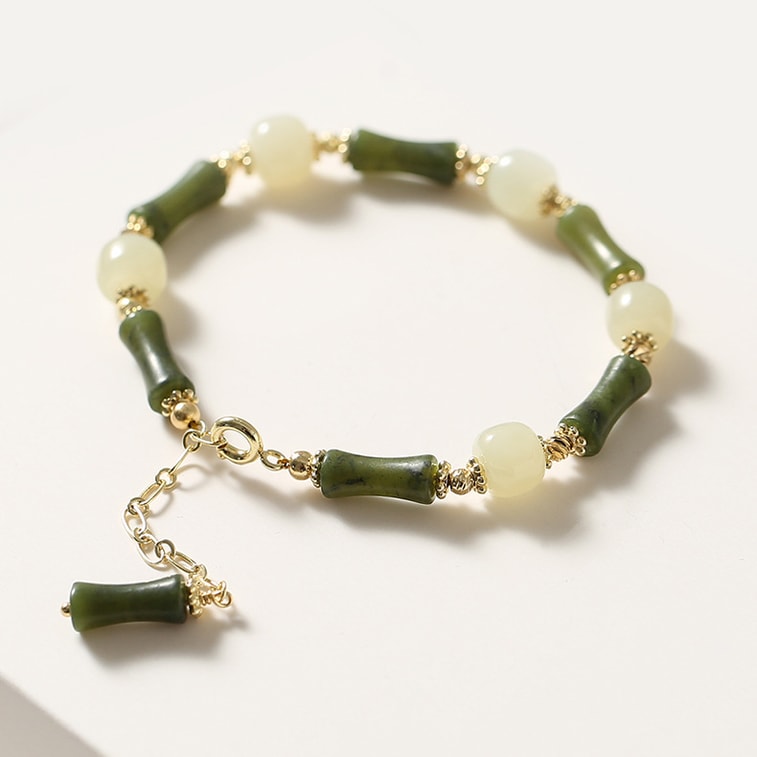 【中国からの直送】奥様へ、天然和田翡翠五粒和田翡翠オリーブ翡翠ブレスレット女の子用、中国風新作、中国風国家流行ハンドジュエリー和田翡翠ブレスレット 3