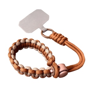 Fashionable Outdoor Woven Strap Short Adjustable Phone Lanyard, Brown Khaki 1Piece