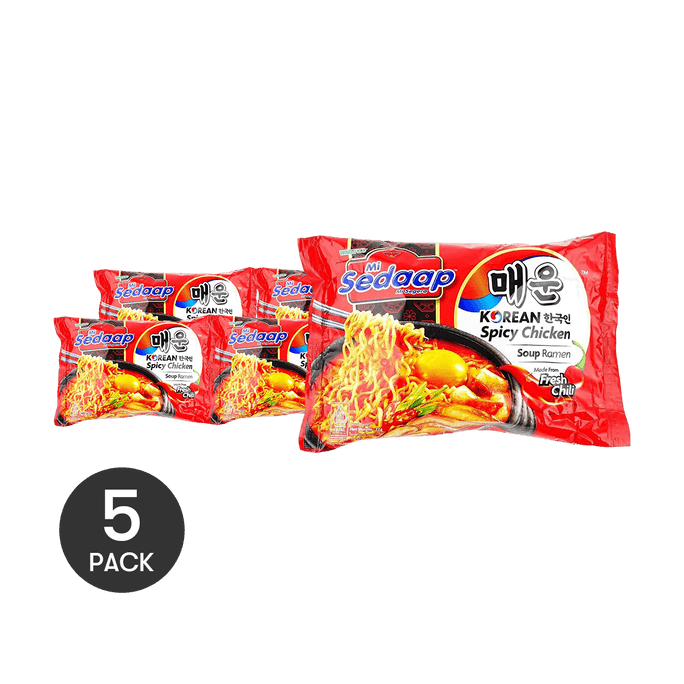 印尼 Mi Sedaap輝英喜達 韓式辣雞湯麵 77g *5【5份超值裝】【升級精選】【世界經典泡麵】