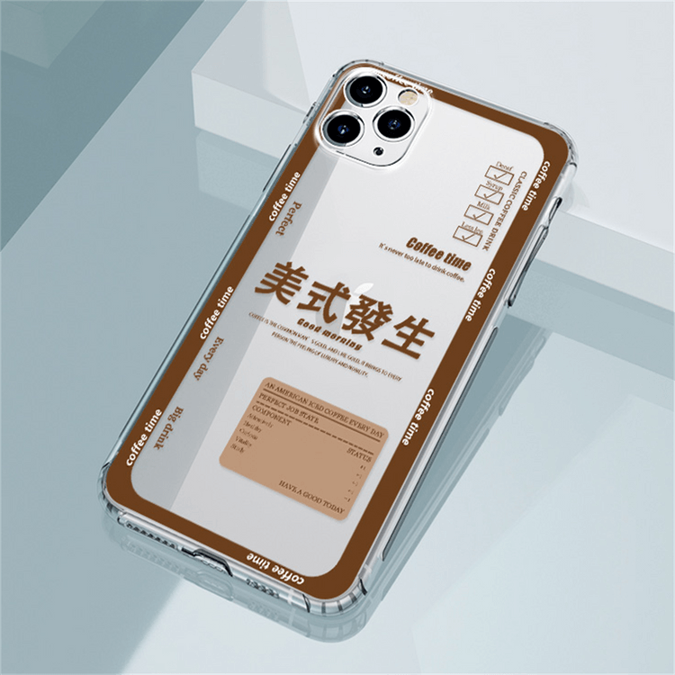 已淘汰[中国直邮] 乐学办公LEARN&WORK美式发财苹果手机壳透明咖啡