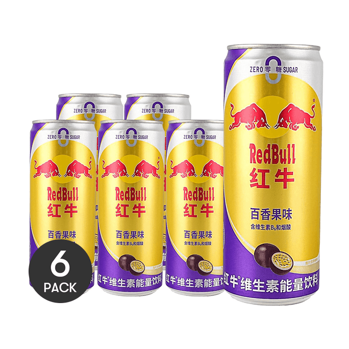 紅牛 維生素能量飲料 百香果味 325ml *6【6瓶超值裝】【零糖】【含牛磺酸】