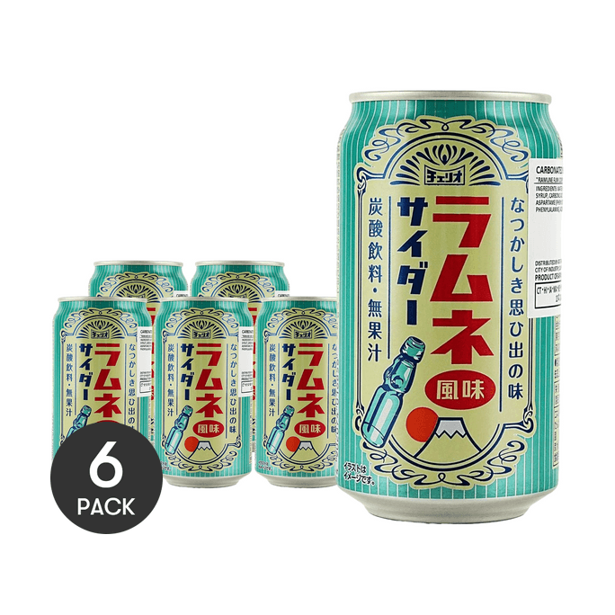 Ramune Fumi Cider Soda, 11.83 fl oz *6【6 Pack】