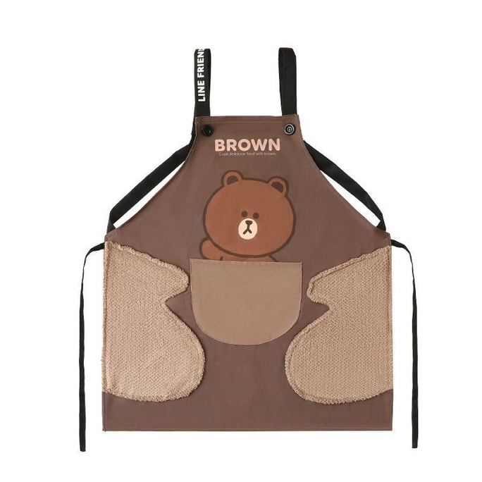 Cartoon apron home kitchen waterproof oil-proof female cooking waist Brown Bear