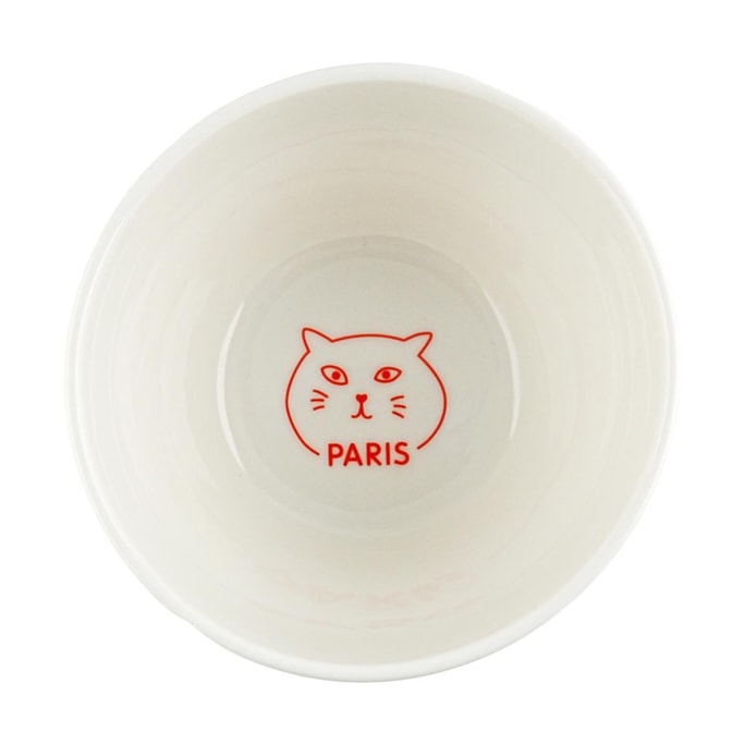 韩国NICOTT 巴黎阿罗哈猫日用碗 陶瓷饭碗餐具 9.5 x 6cm