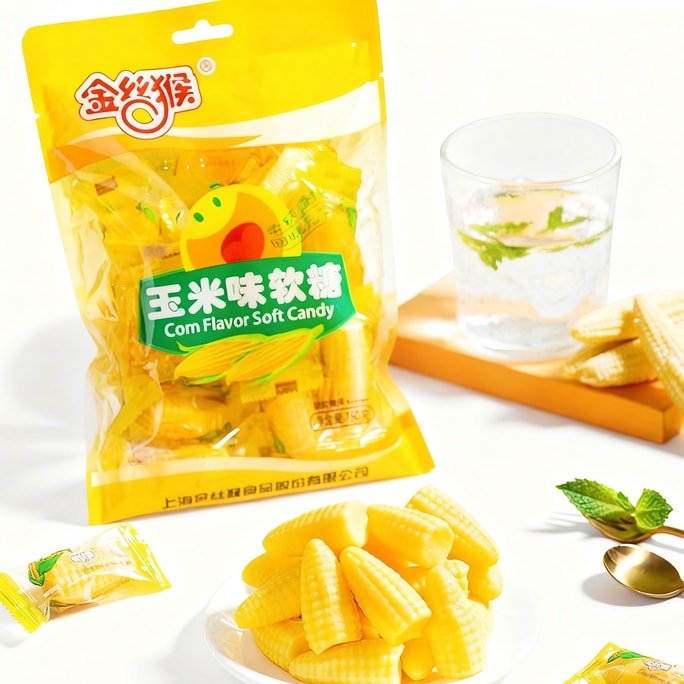 【中国直送】ゴールデンモンキー コーンキャンディバッグ - 子供用カジュアルスナック - 懐かしいコーンソフトキャンディ 150g*1袋（約14個/袋）